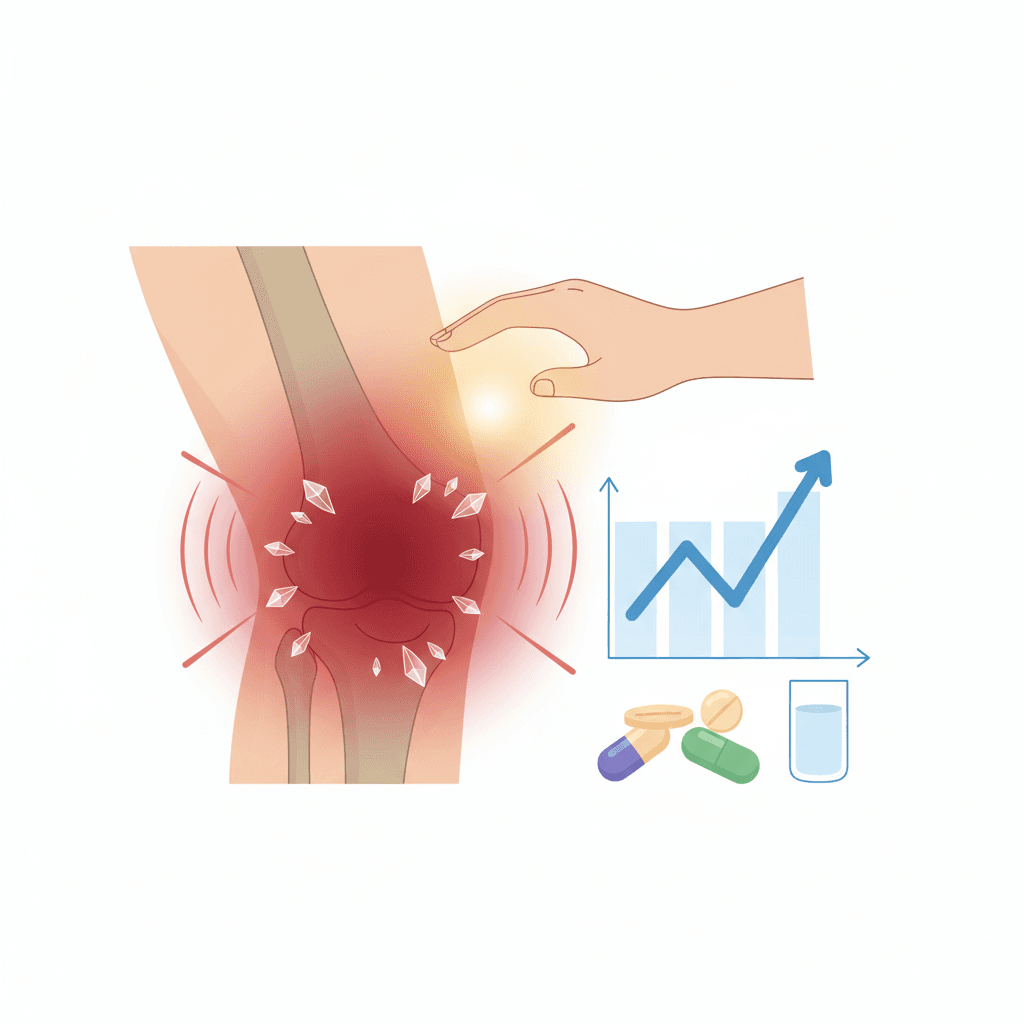 膝の痛風｜急に真っ赤に腫れて激痛、原因・治療・尿酸値管理まで解説