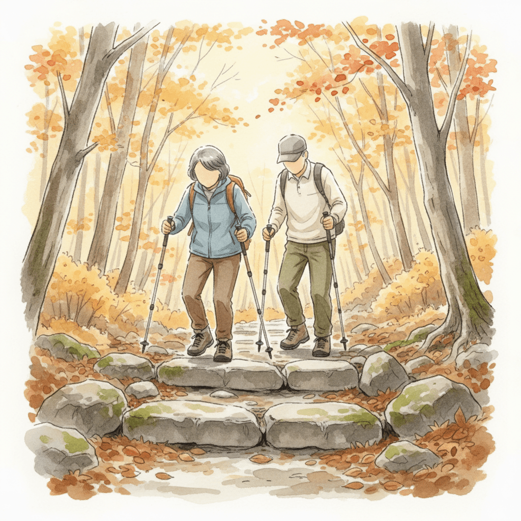 登山の登り vs 下りの膝負荷｜下山で膝が痛む人へのバイオメカニクス完全ガイド
