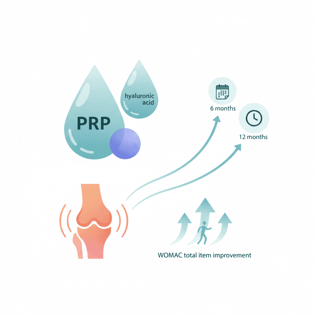 PRPがヒアルロン酸注射より優位｜2026年Frontiers in Surgery誌のメタアナリシス、6ヶ月・12ヶ月時点でWOMAC全項目改善