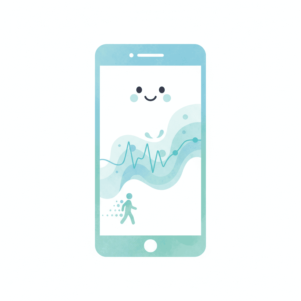 スマートフォンで歩行分析を行うAIアプリのイメージ