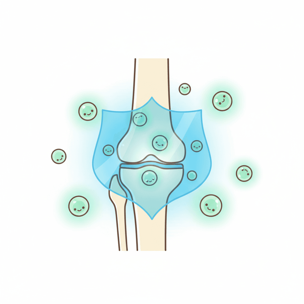 UC-IIが膝関節内で免疫の暴走を抑えるメカニズムのイメージイラスト