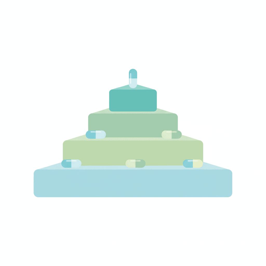 膝サプリ成分のエビデンスレベル分類を表すイラスト