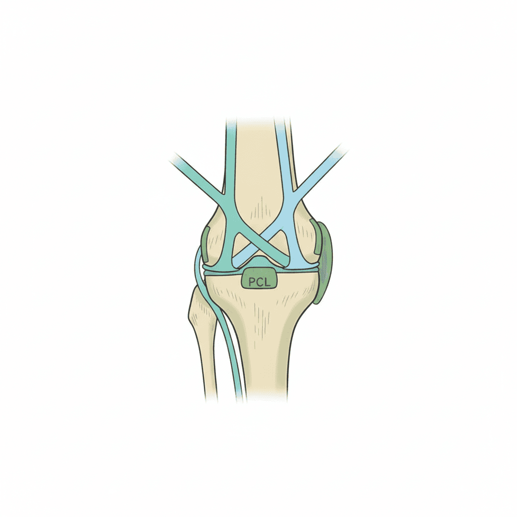 膝関節内のPCLとACLの解剖図