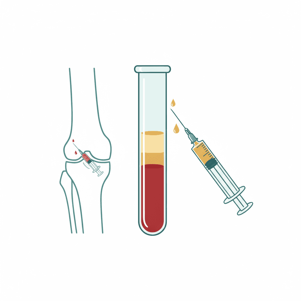 膝のPRP療法を表す医療イラスト