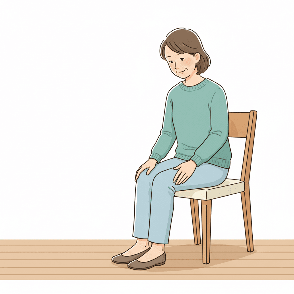 膝の音と症状をセルフチェックする女性のイラスト