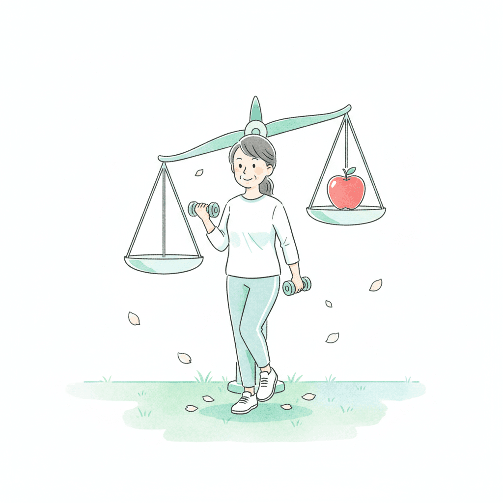 運動療法と体重管理の共通点を示すイラスト